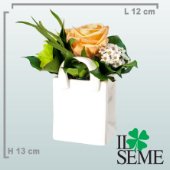 Composizione base borsetta con rosa stabilizzata