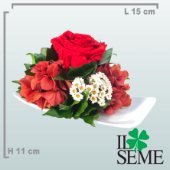 Composizione base pattino allungato con rosa stabilizzata