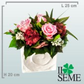 Composizione base ceramica spirale con rose stabilizzate