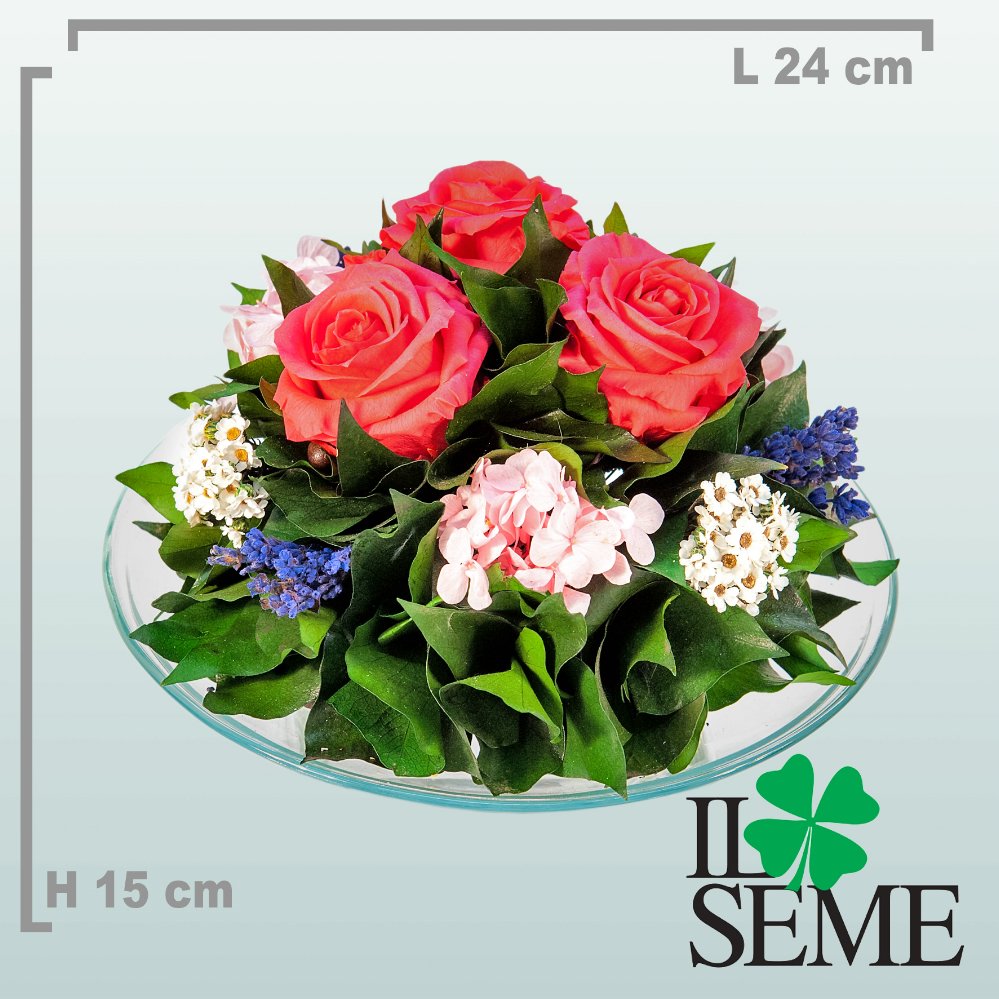 Foto Glass Plate arrangement with Stabilized Roses