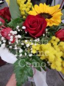 Bunch of Roses, Sunflowers and Mimosa